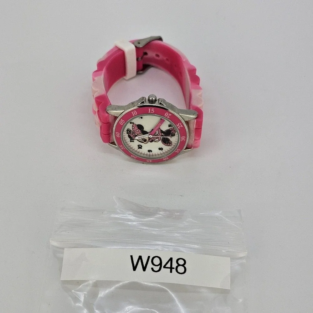 Disney Minnie Mouse Women Watch 32MM‎ Pink Plastic Bands New Battery